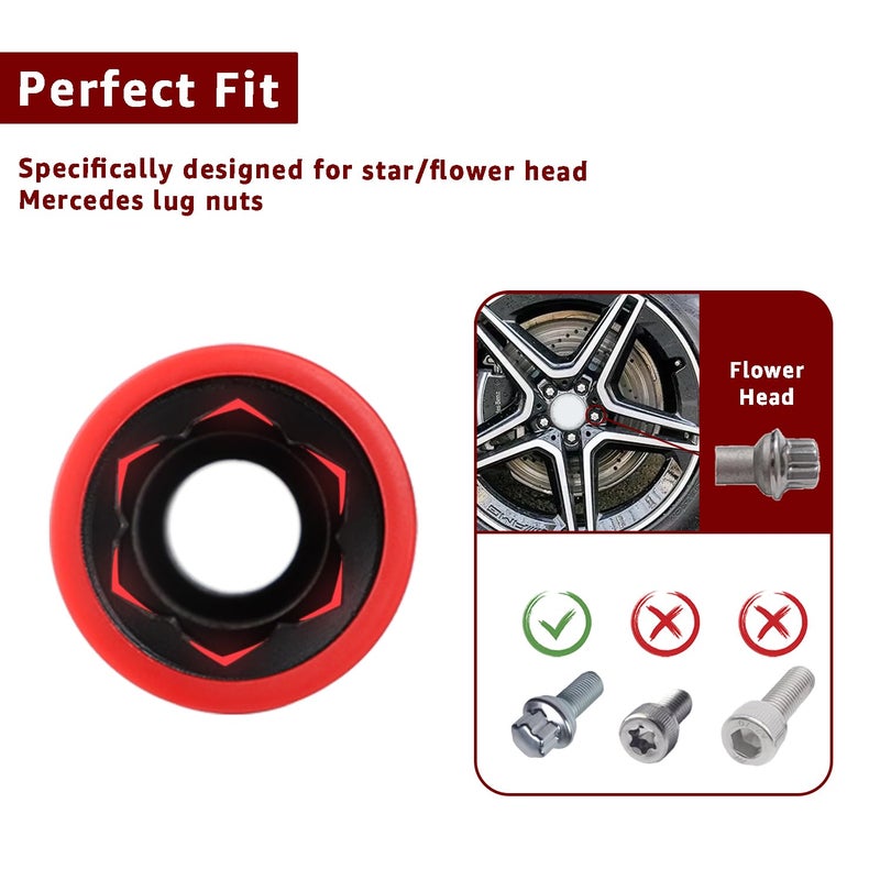 ITEQ Protective Wheel Lug Nut Socket for Mercedes Benz with 17mm Convex, Flower Head Lug Nut Socket - Image 3